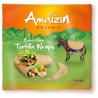 Tortilla Wraps z Otrębami (Źródło Błonnika Pokarmowego) BIO (6szt.) 24 | AMAIZIN - Ekochatka