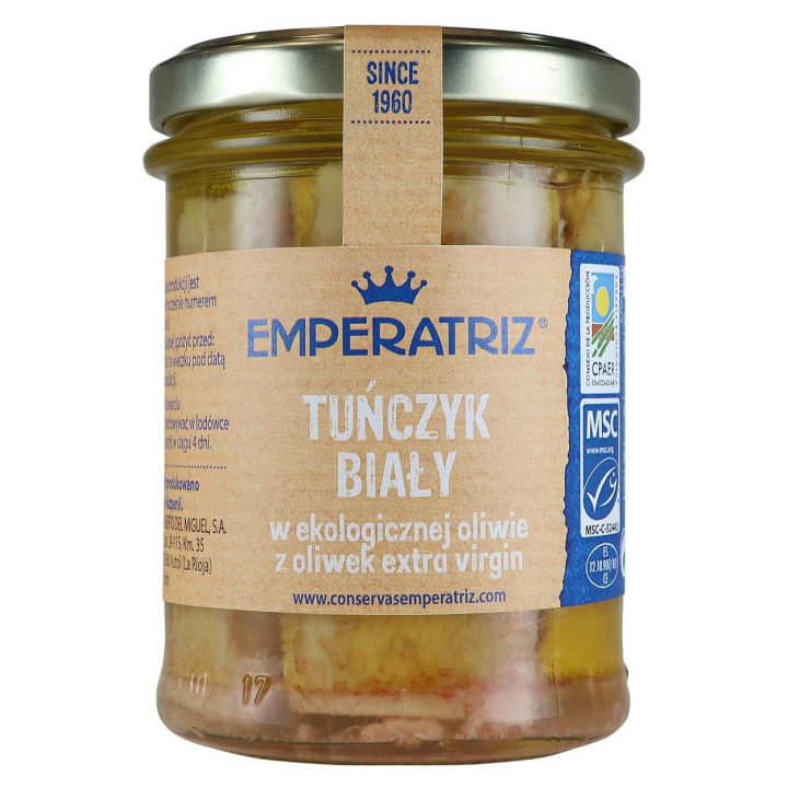 Tuńczyk Biały Filety Msc w BIO Oliwie z Oliwek Extra Virgin 180g (120g | EMPERATRIZ - Ekochatka