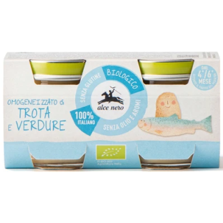 Mięso Pstrąga z Warzywami Bezglutenowe od 4 Miesiąca BIO (2x80g) 160g | ALCE NERO - Ekochatka