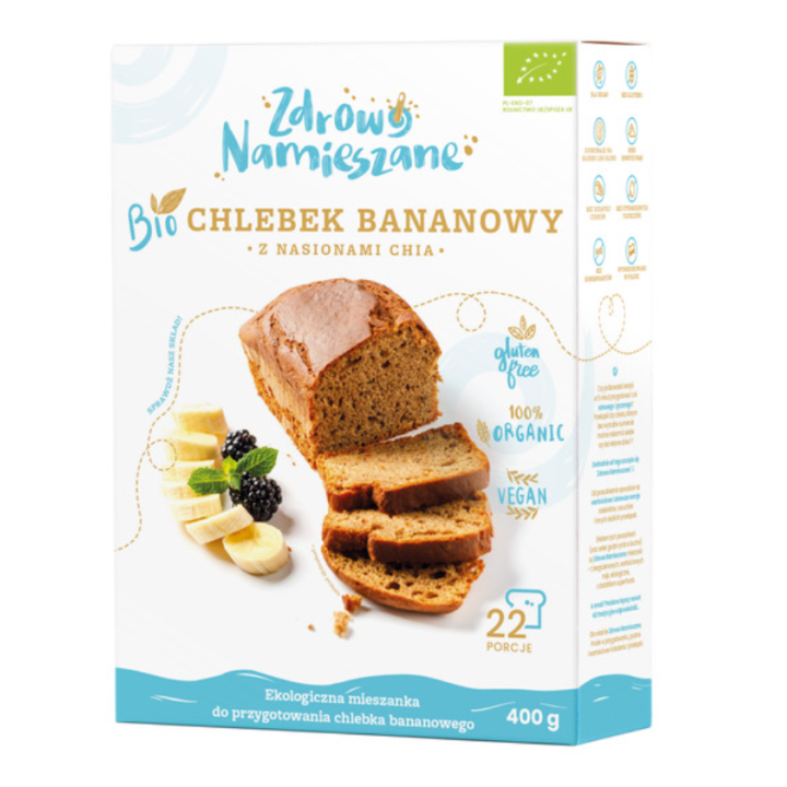 Mieszanka na Chlebek Bananowy z Nasionami Chia Bezglutenowa BIO 400g | ZDROWO NAMIESZANE - Ekochatka
