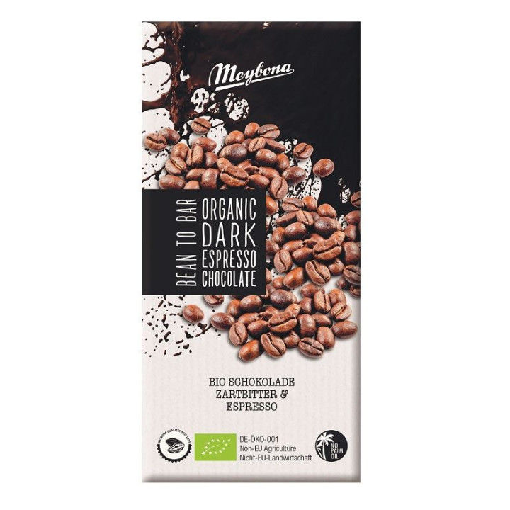 Czekolada Gorzka z Kruszonymi Ziarnami Kawy Espresso BIO 100g | MEYBONA - Ekochatka