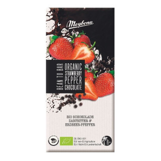 Czekolada Gorzka z Truskawkami i z Czarnym Pieprzem BIO 100g | MEYBONA - Ekochatka