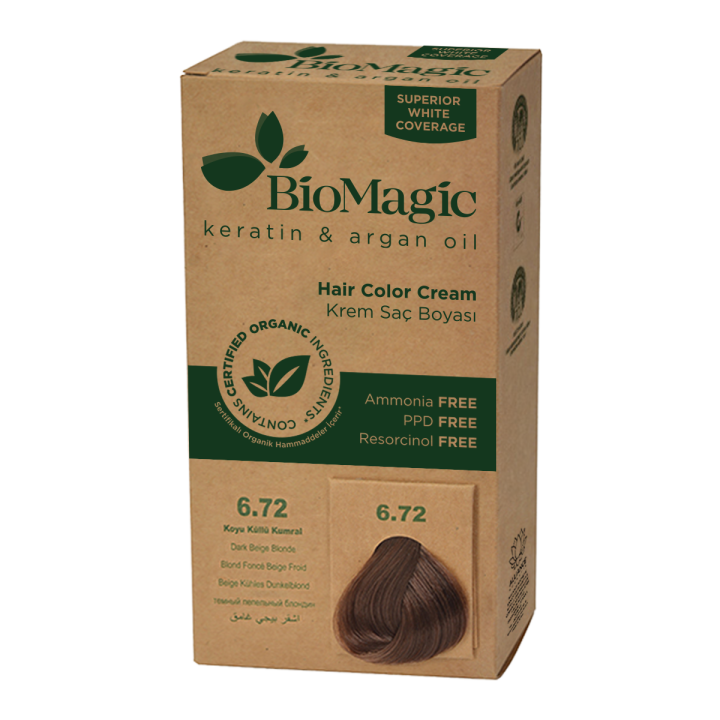 Farba do Włosów Ciemny Beżowy Blond (6.72) 250g | BIOMAGIC - Ekochatka