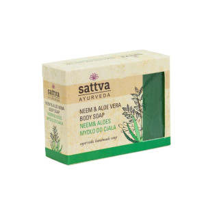 Mydło w Kostce do Ciała Neem i Aloes 125g | SATTVA - Ekochatka