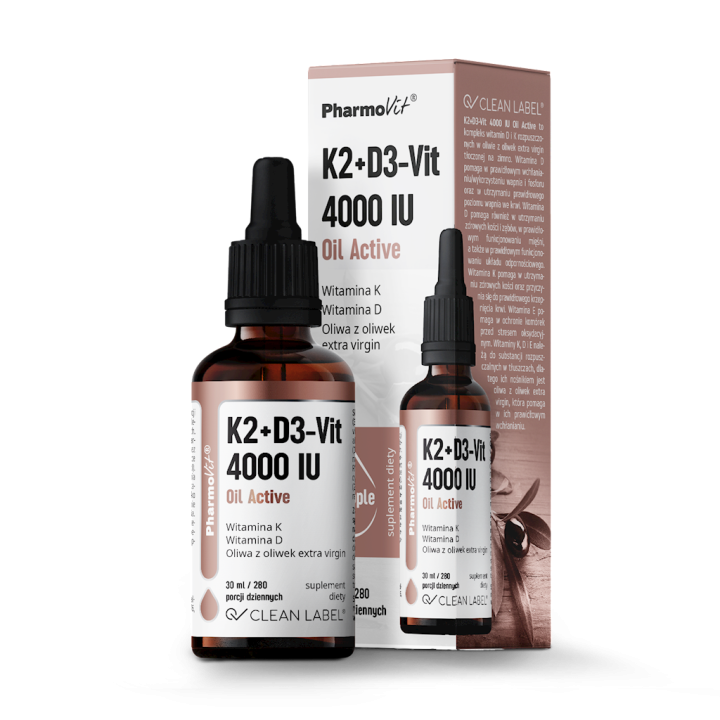 Witamina K2 + D3 w Kroplach Bezglutenowe 30ml | PHARMOVIT - Ekochatka