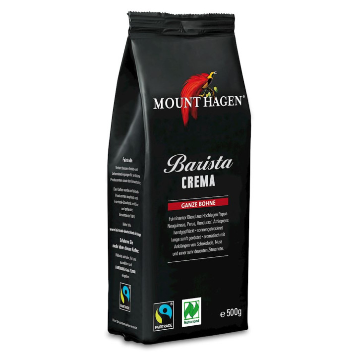 Kawa Ziarnista Arabica 100 % Barista Crema Fair Trade BIO 500g | MOUNT HAGEN - Ekochatka