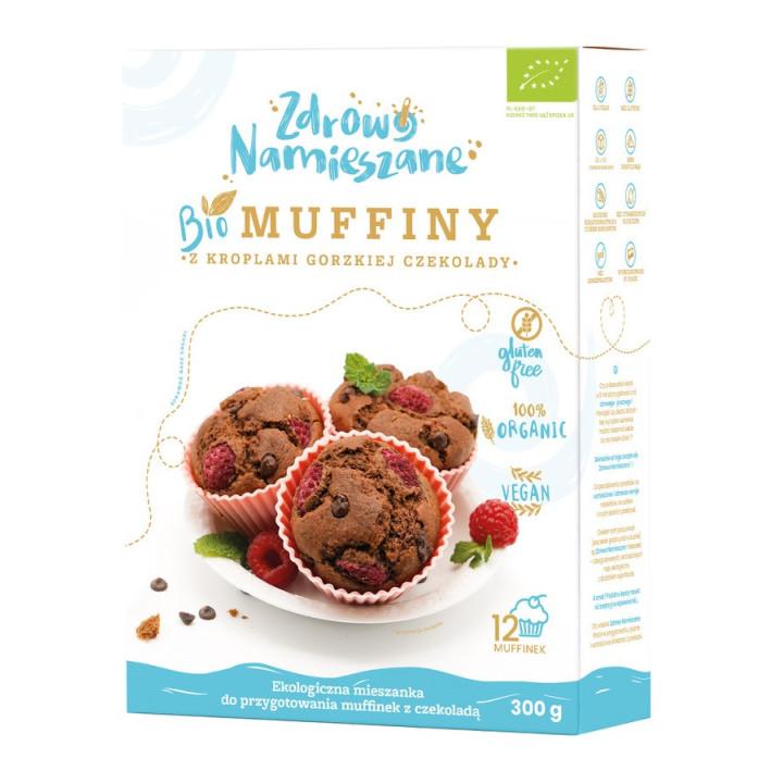 Mieszanka na Muffiny z Czekoladą Gorzką Bezglutenowa BIO 300g | ZDROWO NAMIESZANE - Ekochatka