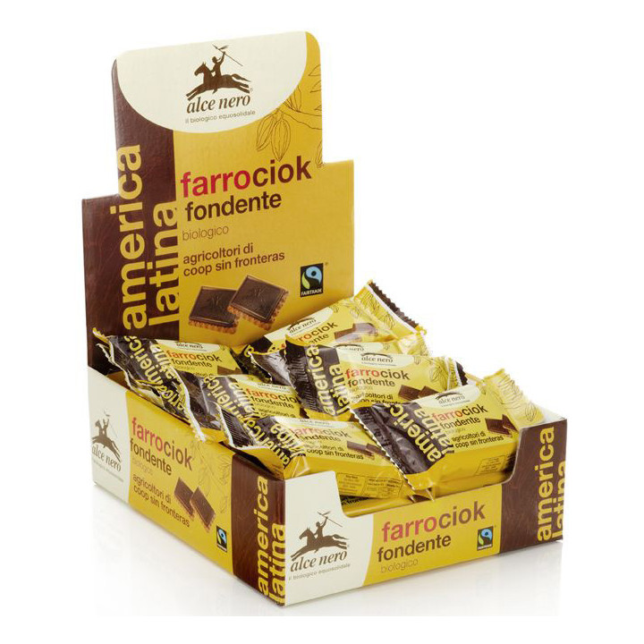 Herbatniki Orkiszowe z Czekoladą Gorzką Fair Trade BIO 28g | ALCE NERO - Ekochatka