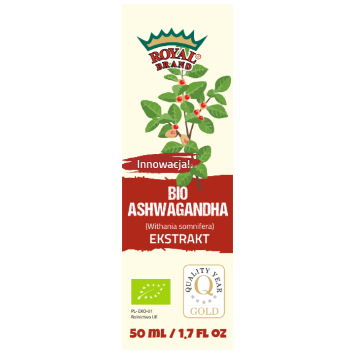 Ashwagandha Ekstrakt w Kroplach BIO 50ml | ROYAL BRAND - Ekochatka