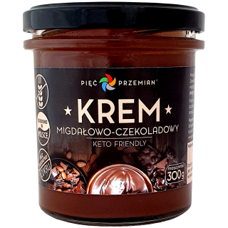 Krem Migdałowo Czekoladowy bez Dodatku Cukrów Bezglutenowy Keto 300g | PIĘĆ PRZEMIAN - Ekochatka