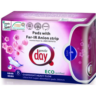 Podpaski Higieniczne z Paskiem Anionowym na Noc 8szt. | GENTLE DAY - Ekochatka