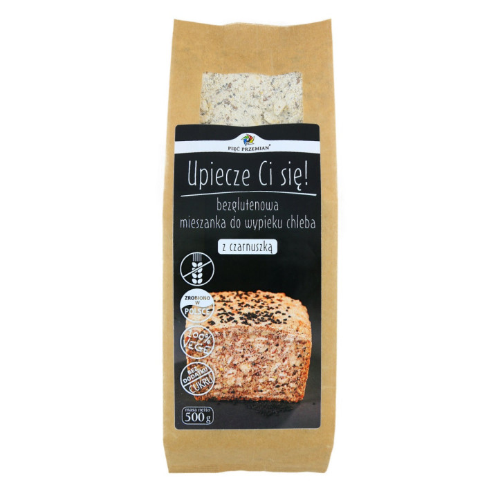 Mieszanka do Wypieku Chleba z Czarnuszką bez Dodatku Cukrów Bezgluteno | PIĘĆ PRZEMIAN - Ekochatka