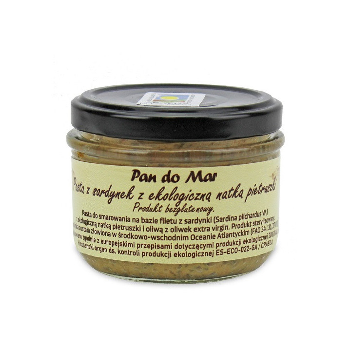 Pasta z Sardynek z BIO Natką Pietruszki Bezglutenowa 125g (Słoik) | PAN DO MAR - Ekochatka