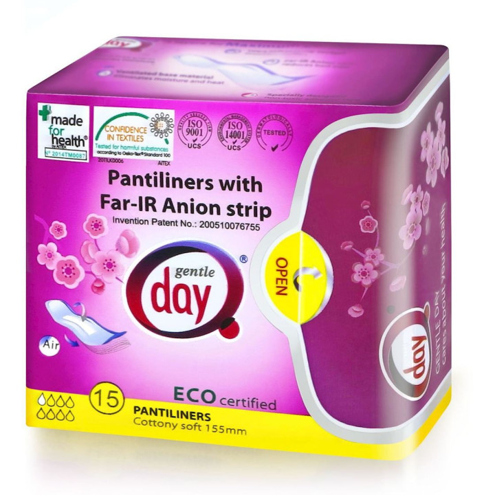 Wkładki Higieniczne z Paskiem Anionowym 15szt. | GENTLE DAY - Ekochatka