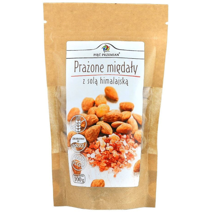 Migdały Prażone z Solą Kłodawską Bezglutenowe 100g | PIĘĆ PRZEMIAN - Ekochatka