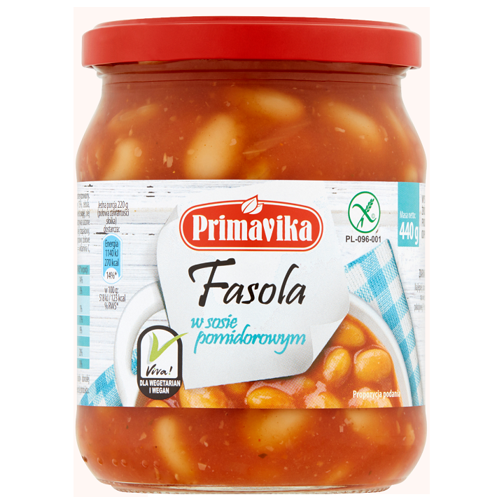 Fasola w Sosie Pomidorowym Bezglutenowa 440g | PRIMAVIKA - Ekochatka