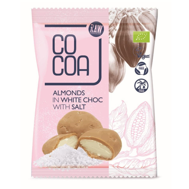 Migdały w Białej Polewie z Solą BIO 70g | COCOA - Ekochatka