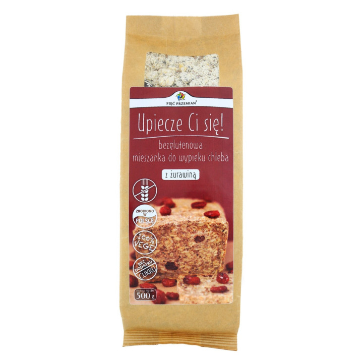 Mieszanka do Wypieku Chleba z Żurawiną Bezglutenowa 500g | PIĘĆ PRZEMIAN - Ekochatka