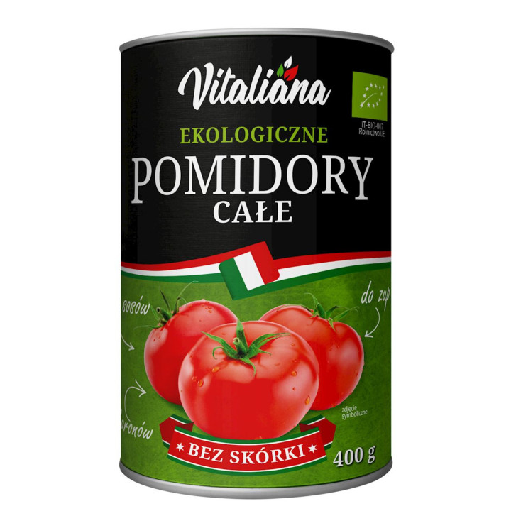 Pomidory Całe bez Skórki BIO 400g | VITALIANA - Ekochatka