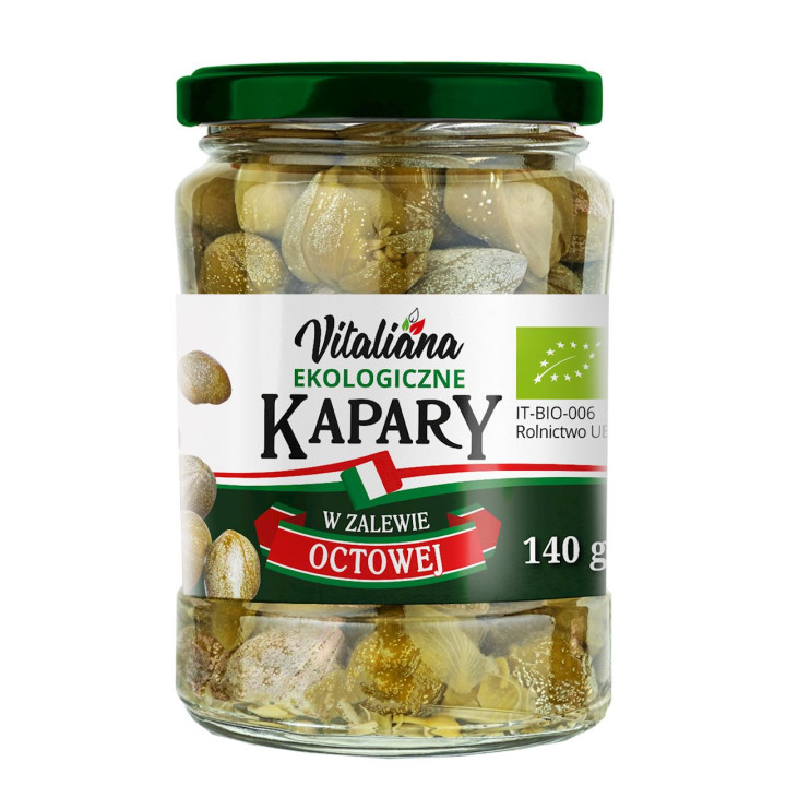 Kapary Marynowane BIO 140g (90g) | VITALIANA - Ekochatka