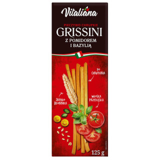 Paluszki Grissini z Pomidorami i Bazylią 125g | VITALIANA - Ekochatka