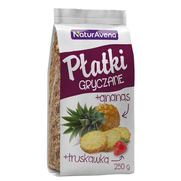 Płatki Gryczane Błyskawiczne z Ananasem i Truskawką 250g | NATURAVENA - Ekochatka