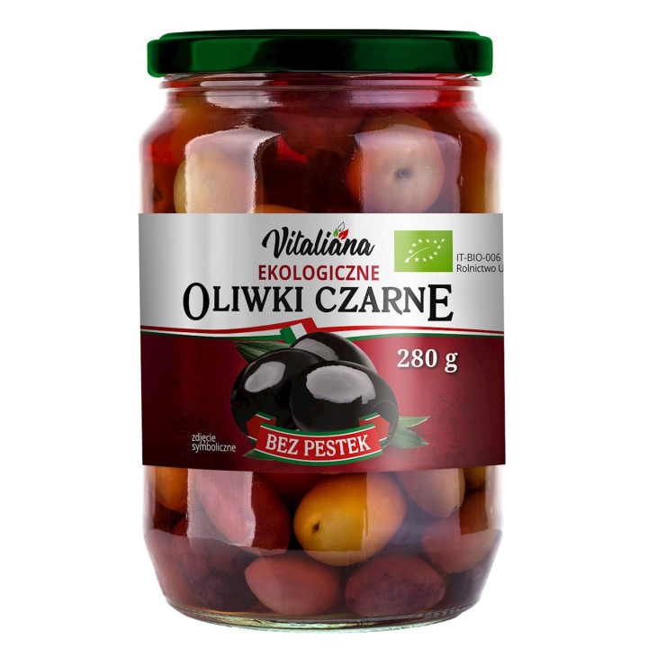 Oliwki Czarne bez Pestek w Zalewie BIO 280g (150g) | VITALIANA - Ekochatka
