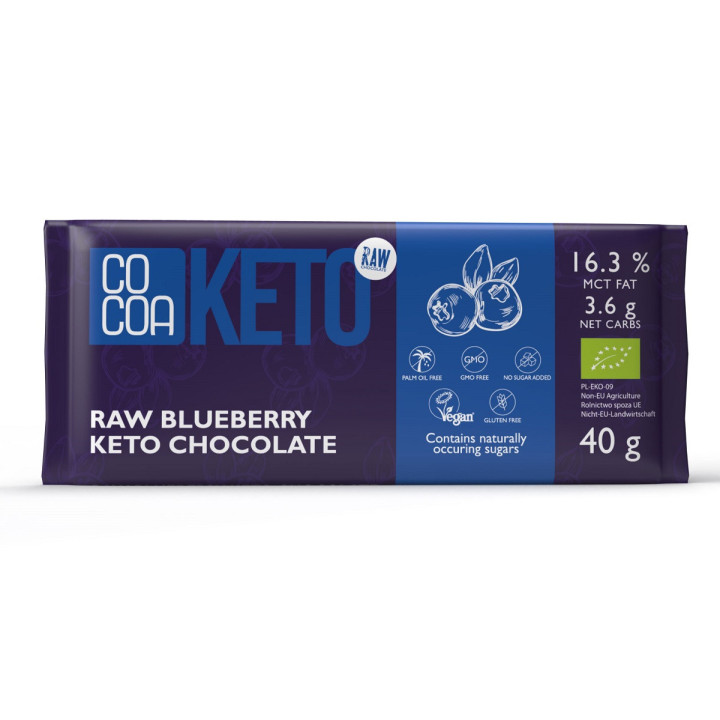 Czekolada z Olejem MCT bez Dodatku Cukrów Bezglutenowa Keto BIO 40g | COCOA - Ekochatka