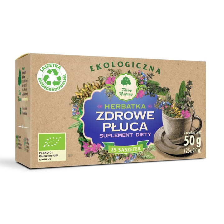 Herbatka Zdrowe Płuca BIO (25x2g) 50g | DARY NATURY - herbatki - Ekochatka