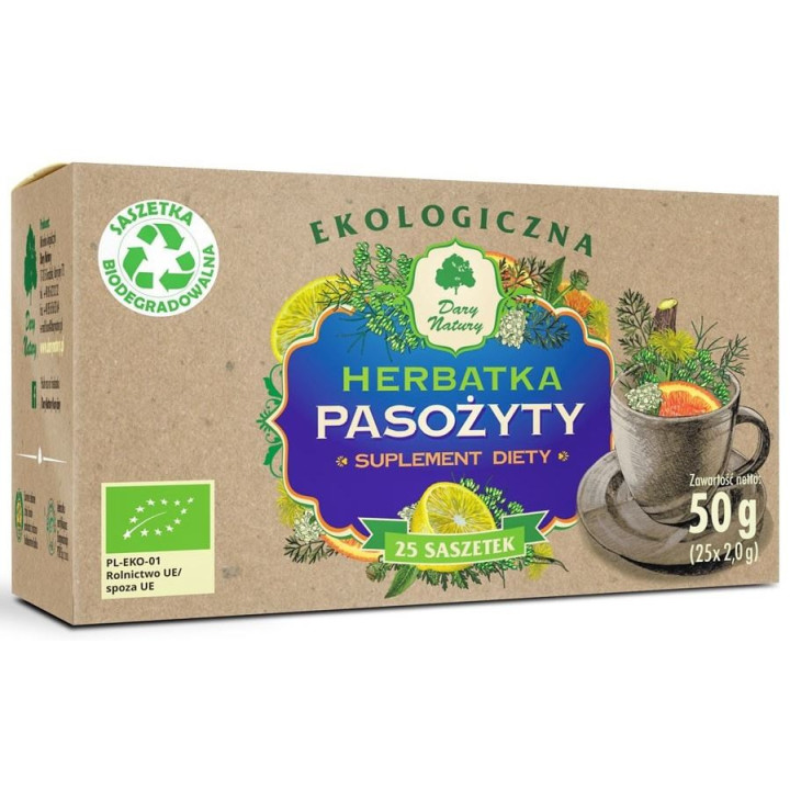 Herbatka Przeciw Pasożytom BIO (25x2g) 50g | DARY NATURY - herbatki - Ekochatka