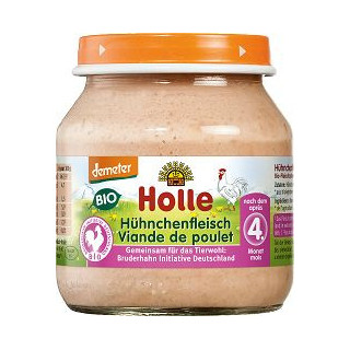 Mięso Kurczaka bez Dodatku Cukrów Bezglutenowe od 5 Miesiąca BIO 125g  | HOLLE - Ekochatka