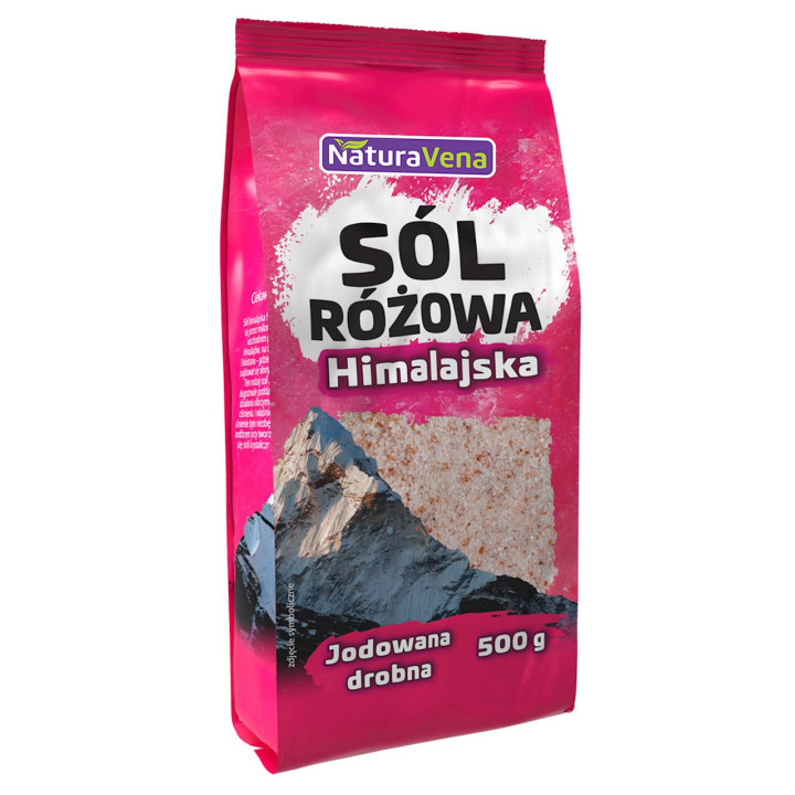 Sól Himalajska Różowa Drobno Mielona Jodowana 500g | NATURAVENA - Ekochatka