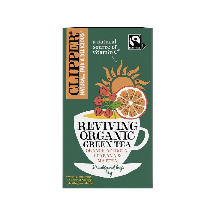 Herbata Zielona z Acerolą, Guaraną i Matchą "ożywienie" Fair Trade BIO | CLIPPER - Ekochatka