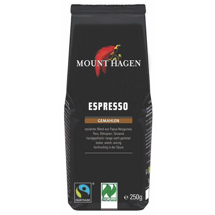 Kawa Mielona Arabica 100 % Espresso Fair Trade BIO 250g | MOUNT HAGEN - Ekochatka