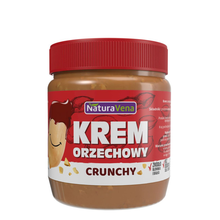 Krem Orzechowy Crunchy 100 % bez Dodatku Soli i Cukrów 340g | NATURAVENA - Ekochatka