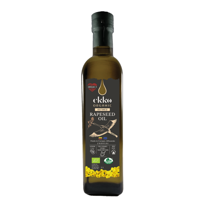 Olej Rzepakowy do Gotowania i Smażenia Tłoczony na Zimno Omega-3 BIO 5 | EKKO - Ekochatka