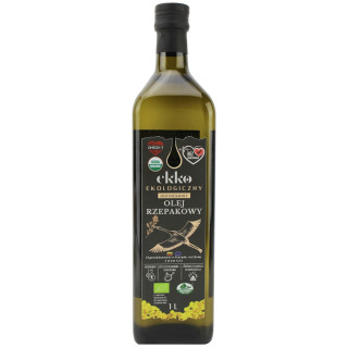 Olej Rzepakowy do Gotowania i Smażenia Tłoczony na Zimno Omega-3 BIO 1 | EKKO - Ekochatka