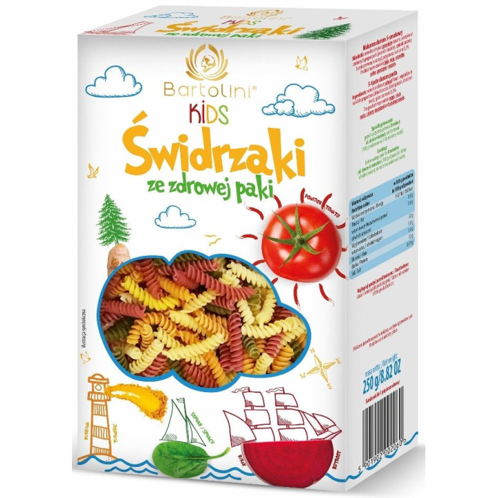 Makaron (Semolinowy z Suszonymi Warzywami) dla Dzieci Świdrzaki 250g | BARTOLINI - Ekochatka