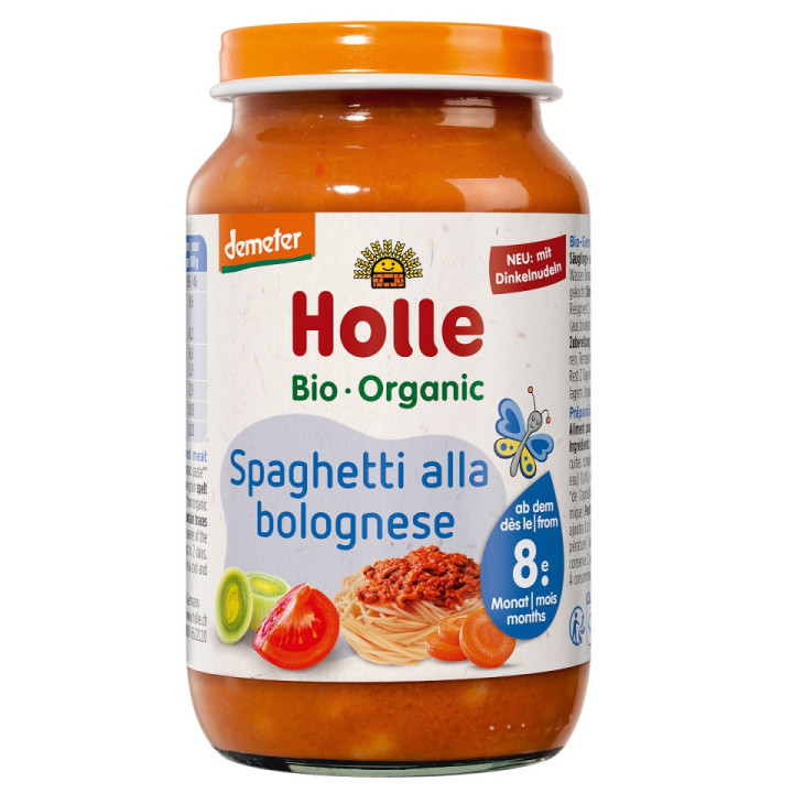 Spaghetti Bolognese bez Dodatku Cukrów od 8 Miesiąca DEMETER BIO 220g  | HOLLE - Ekochatka