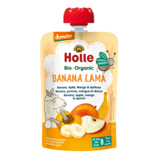 Mus Bananowa Lama (Banan Jabłko Mango Morela) bez Dodatku Cukrów Bezgl | HOLLE - Ekochatka