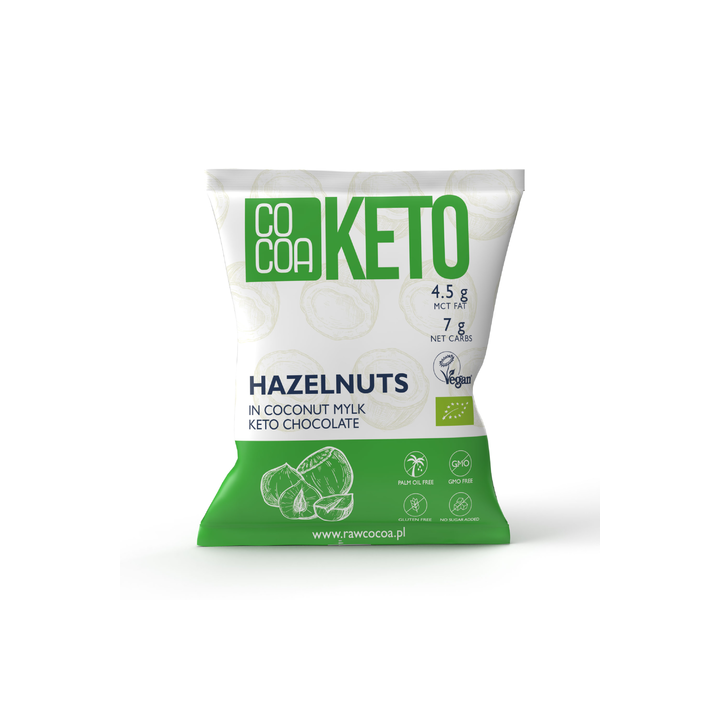 Orzechy Laskowe w Czekoladzie Keto z Olejem MCT bez Dodatku Cukrów Bez | COCOA - Ekochatka