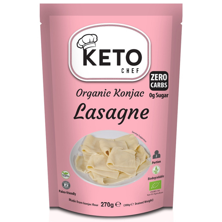Makaron (Konjac) Lasagne Bezglutenowy BIO 270g (200g) | KETO CHEF - Ekochatka