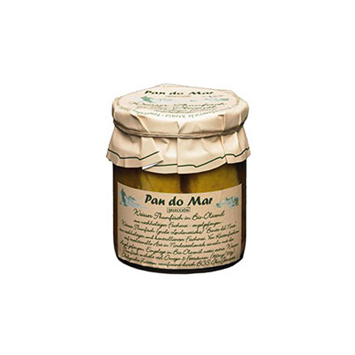 Tuńczyk Biały w BIO Oliwie z Oliwek Extra Virgin 220g (154g) (Słoik) | PAN DO MAR - Ekochatka