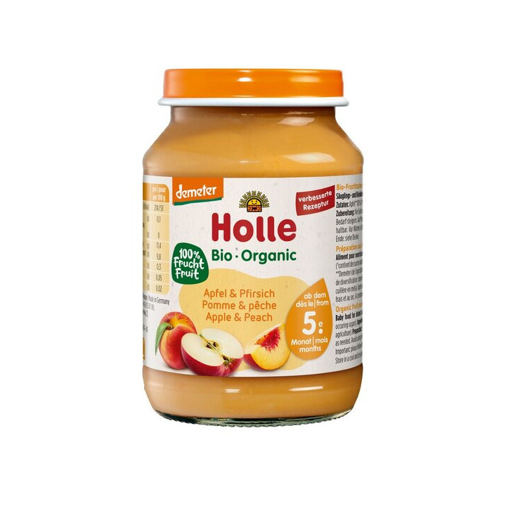 Jabłko Brzoskwinia bez Dodatku Cukrów Bezglutenowe od 5 Miesiąca DEMET | HOLLE - Ekochatka