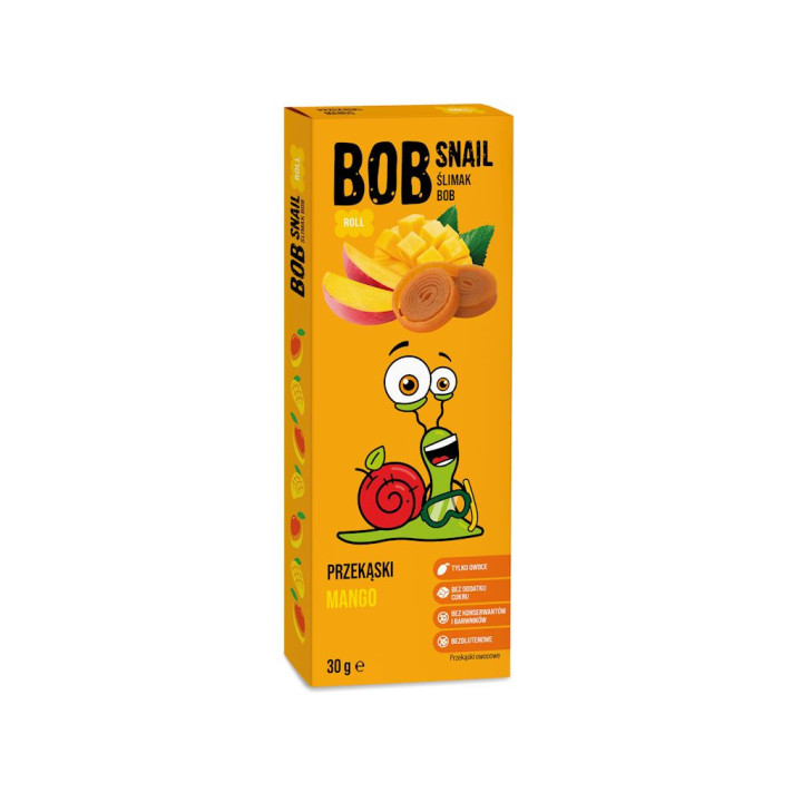 Przekąska Roll Mango bez Dodatku Cukrów Bezglutenowa 30g | BOB SNAIL - Ekochatka