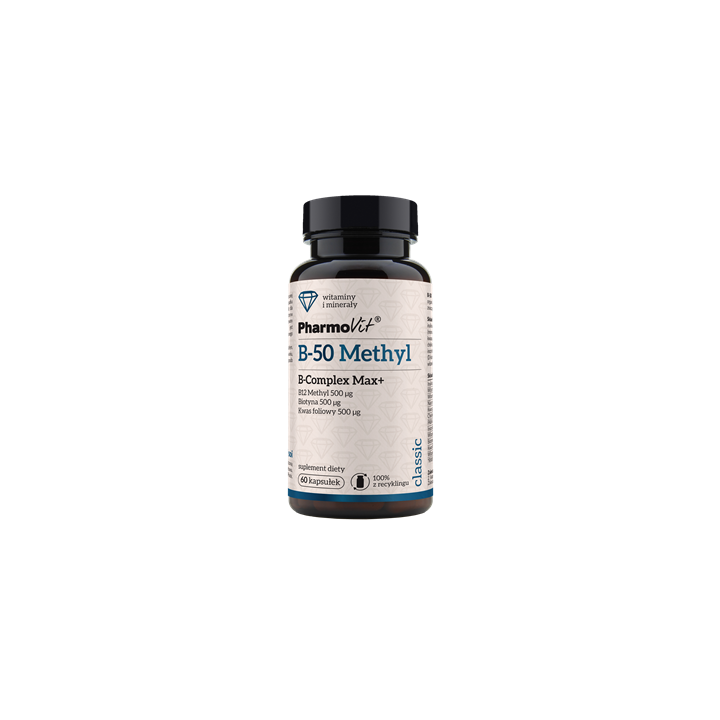 Witamina B-50 Methyl B-complex Max+ Bezglutenowa 60 Kapsułek | PHARMOVIT - Ekochatka