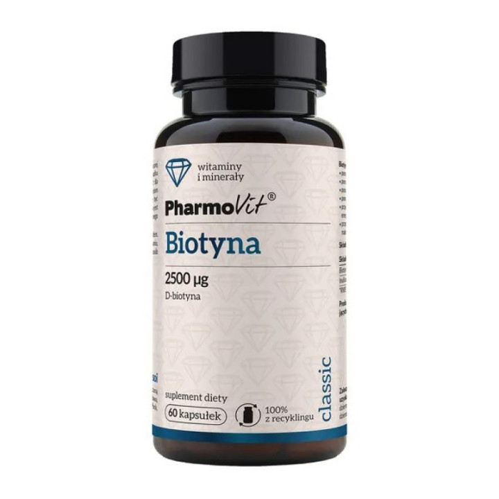 Biotyna (2500 Μg) Bezglutenowa 60 Kapsułek | PHARMOVIT - Ekochatka