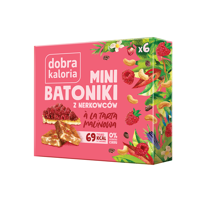 Batoniki Mini z Nerkowców A'la Tarta Malinowa (6x17g) 102g | DOBRA KALORIA - Ekochatka