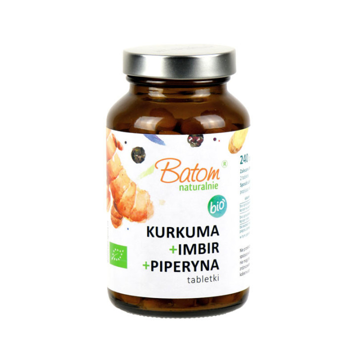 Kurkuma + Imbir + Piperyna BIO 240 Tabletek | BATOM - Ekochatka
