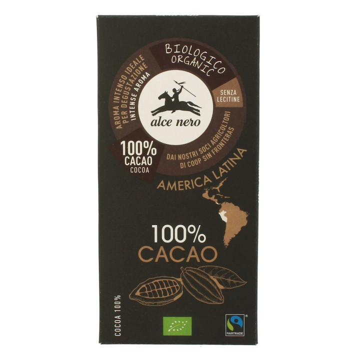 Tabliczka Gorzka 100 % Kakao BIO 50g | ALCE NERO - Ekochatka